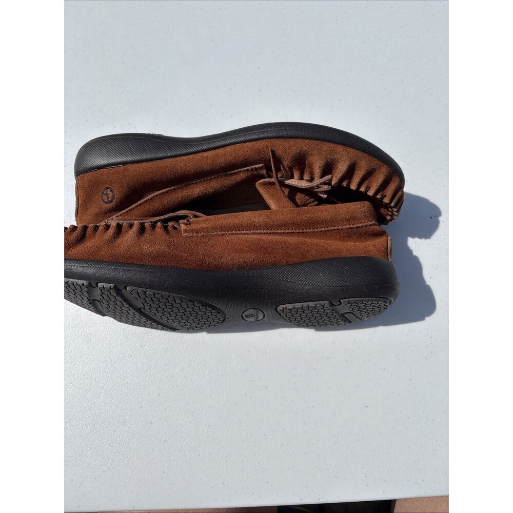 Peace Moccasins Donna Shoes Womens Size 11 W Wide Brown Suede Slip On Loafers - Picture 6 of 11